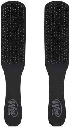 Wet Brush Detangling Hair Brush for Men, Black, Stimulates Scalp & Beard for Fuller Stronger Hair, Intelliflex Detangler Help Bristles Promote Growth & Protect from Breakage, Pain-Free (Pack of 2) by WetBrush