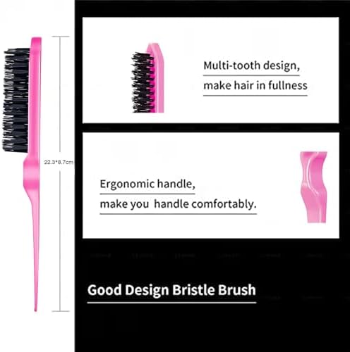 8 Pieces Styling Comb Set - Teasing Brush, Rat Tail Comb, Edge Brush for Slicking and Combing Hair for Women (Pink) - Image 3