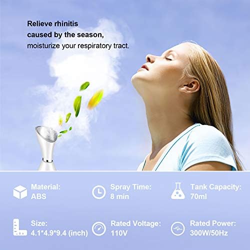 Facial Steamer for Facial Deep Cleaning, Moisturize, Unclog Pores, Face Spa, Nano Ionic Humidifier, Home Facial Warm Mist Face Steamer with Blackhead Removal Kit, Brush, Hair Band - Image 6