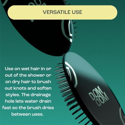 Dom Dom Detangling Brush, Dry & Wet Detangler, All Hair Types, Pink Stars - Image 3
