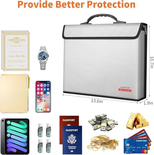 Hontom 6400℉ Fireproof Document Bag with 2 Pockets - Image 4