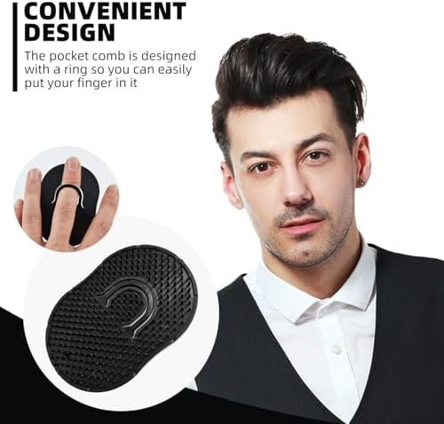 Soft 'N Style 2 Packs Pocket Palm Combs, Shampoo Comb, Massager Hair Brush Comb, Scalp Massager Brush Comb, Wave brush, Palm hair brush (Black) - Image 5