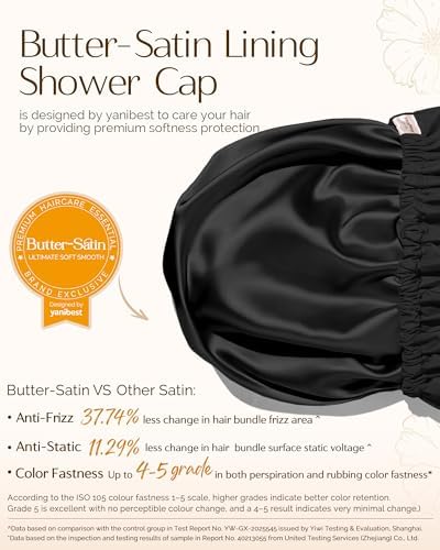 Yanibest Satin Lined Shower Cap, Reusable Waterproof Shower Caps for Women - Image 3