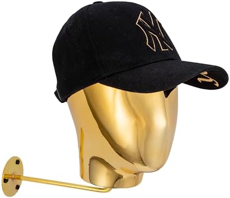 Golden Wall Mounted Mannequin Head for Wigs, Metal Mannequin Head Wall Mount Wig Stand for Caps, Wig Making, Hanging Mannequin Head Model Wig Holder for Hats - Image 6