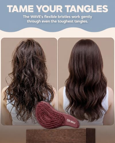 Detangler Brush, Hair Brush for Women, Men & Kids - Detangling Hair Brush for Curly, Thick, Fine & Wavy Hair - Anti-Breakage Wave Brush, Pain-Free Hairbrush, Special Edition Burgundy - Image 4