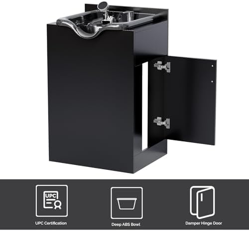 OmySalon Shampoo Bowl with Cabinet, Salon Wet Station with Sprayer Faucet Shampoo Cabinetry, Portable Hair Wash Sink for Beauty Spa Barber - Image 5