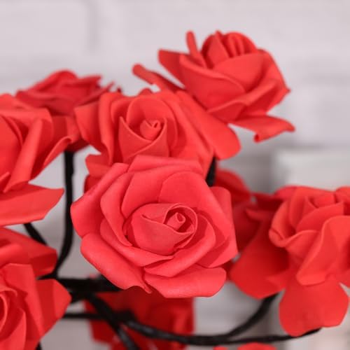 Drawelry Rose Flower Tree Lamp - LED Rose Tree Table Lamp USB/Battery Powered Artificial Bonsai Flower Night Light for Bedroom Living Room Party Wedding Valentines Mothers Day Decor (Red) - Image 3