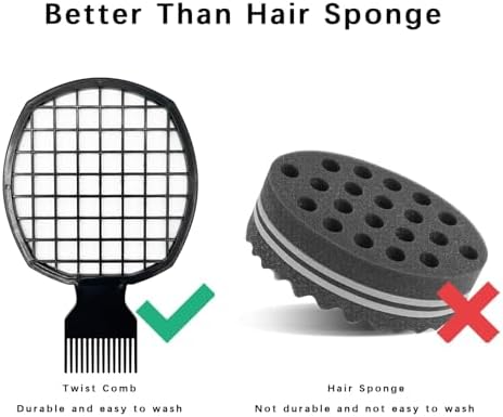 2Pcs Upgraded Twist Combs Hair Sponge Brush, Superior to Hair Sponge for Curls in Men and Women, Dual-sided Design, ABS Material, Ergonomic, Lasting Over a Year, 2 Combs Included - Image 5