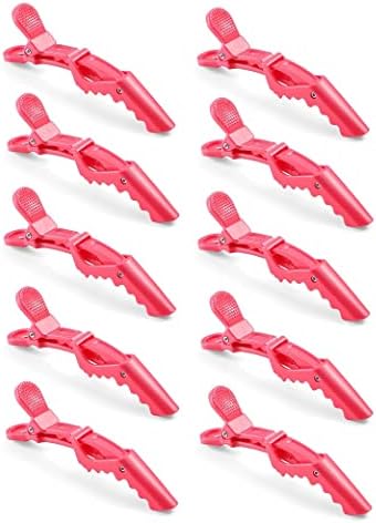 10pcs/set Croc Clips Transparent Plastic Hairdresser Clip Hair Styling Sectioning Barrettes Professional Non Slip Alligator Clip Salon DIY Accessories(10pcs-Watermelon Red) by Liasun