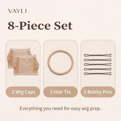 Wig Cap for Long Hair, 2 Large Mesh Hair Nets, Light Brown, 8 Pc Set - Image 3
