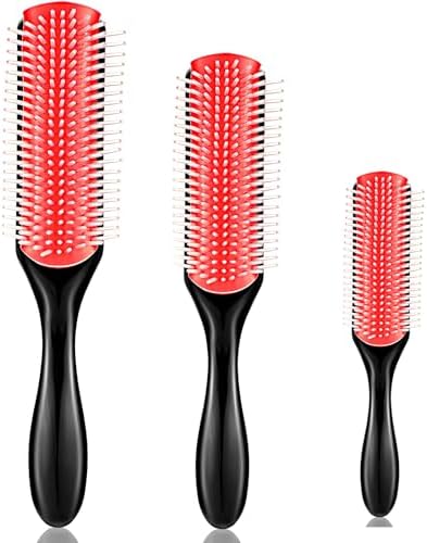Patelai 3 Sizes Nylon Cushion Hair Brush 9-Row 5-Row, Red Black by Patelai
