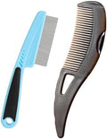 Dandruff Comb Wide Tooth, Stainless Steel Fine Tooth Lice/Psoriasis Scalp Detox Comb for Women, Men & Kids, Professional Portable Sweep/Massage/Clean Shower Brush Tool for Hair Care/Growth (Blue) by AMZWISH