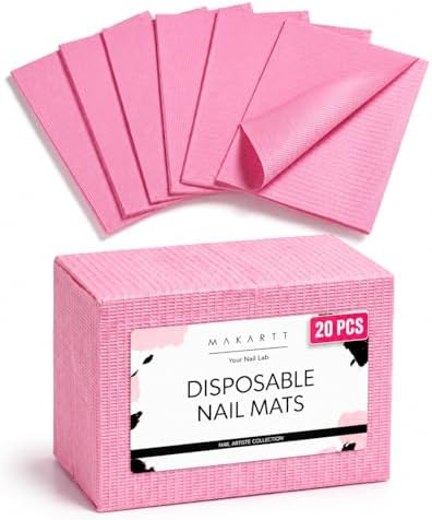 Makartt 20 Pcs Pink Disposable Nail Mats, Waterproof by Makartt