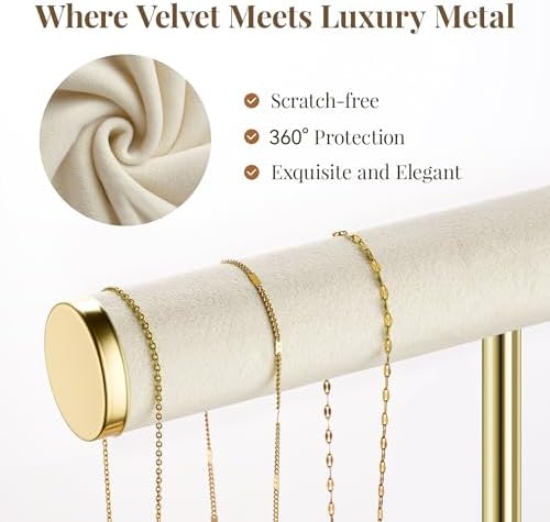 Jewelry Organizer Stand for Necklaces, Bracelets, Earrings, Rings, Beige - Image 3