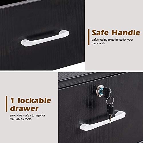 BarberPub Wall Mount Styling Station with Lockable Drawer (Black) - Image 7