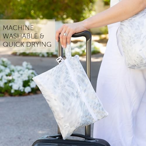 Bumkins Roamio Waterproof Wet Dry Clutch Bag for Baby, Travel, Swim Suit, Cloth Diapers, Pump Parts, Pool, Gym Clothes, Toiletry, Hook to Stroller, Pack for Daycare, Zip Pack Pouch, Disco Ball Gray - Image 4
