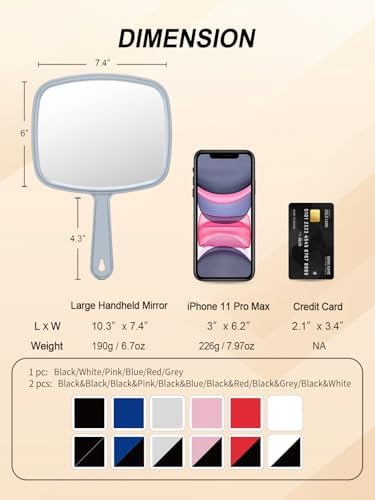 Gladmart 10.3" L x 7.4" W Hand Mirror with Handle, Grey - Image 2