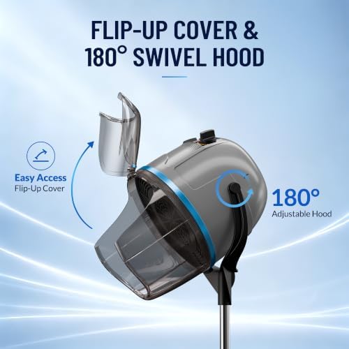 Hair Dryer, Professional Adjustable Hooded Floor Hair Bonnet Dryer Stand Up Hair Dryers with Rolling Base for Home Salon Spa Beauty Equipment, Grey - Image 5