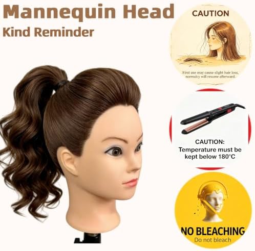 Cosmetology Mannequin Head with Hair - Practice Hair Styling & Braiding - Image 5