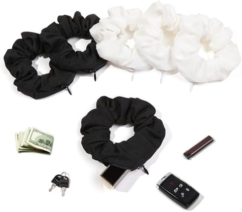 Pocket Scrunchies Holder Secret Hidden Compartment Items Velvet Hair Scrunchies Storage with Zipper Pocket for Women - Image 2