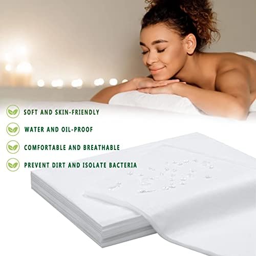 Disposable Bed Sheets 200 Pcs 31" x 71" Massage Table Sheets Non Woven Fabric SPA Bed Cover Breathable for Massage Beauty Tattoos(White) - Image 2