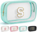 YOOLIFE Initial Make Up Bag Travel Toiletry Bag, Clear Makeup Bag Preppy Cosmetic Bags Organizer Travel Essentials Gifts for Women Teen Girlfriend Teacher Mom Birthday Mothers Day Gifts Blue S by YOOLIFE