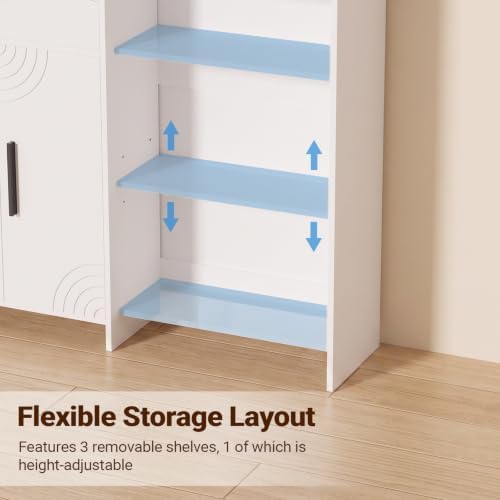 Professional Nail Storage Cabinet with LED Display Shelf (White) - Image 7