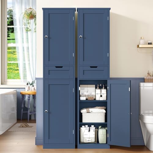 Iwell 66.9" Tall Bathroom Storage Cabinet with 2 Doors & 1 Drawer - Image 2