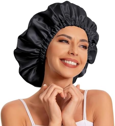 Edoneery Satin Bonnet for Sleeping Women, Double Layer Curly Hair Cap - Image 4