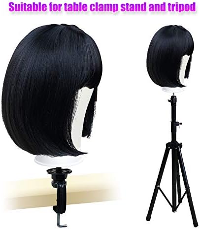 Bileaf 22 Inch Wig Head Leather Canvas Block Mannequin Head with Stand - Image 5