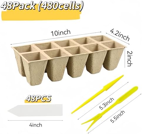 480 Cells Seed Starter Tray, 48 Pack Seed Starter Kit - Image 2