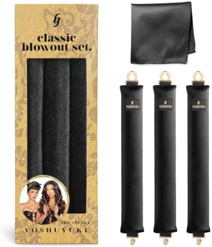 YOSHUYUKI Classic Heatless Curls Overnight Rods No Heat Hair Curlers Curling Iron Jumbo Flexi Rods Large Foam Hair Rollers for Long Hair to Sleep in with Satin Scarf Styling Tools Black by YOSHUYUKI