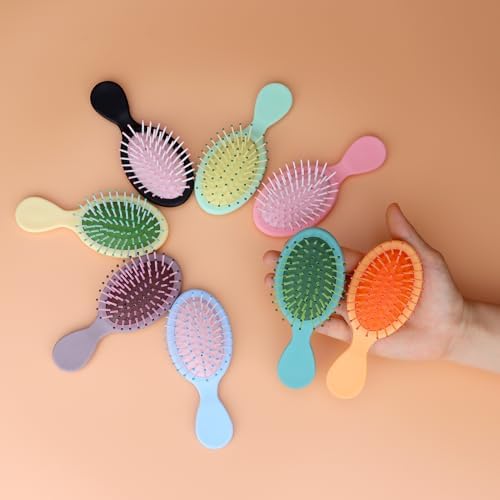 8 Pack Mini Soft Bristle Detangler Pocket Paddle Hair Brushes in 8 Colors for Men and Women - Travel-Friendly - Image 7