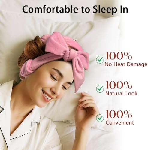 ZILAMPU Heatless Curls Overnight for Long Hair with Sleep Mask - Pink - Image 2