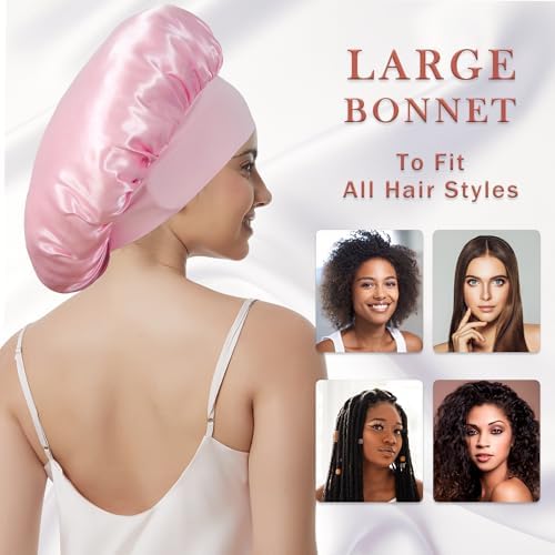 2pcs Satin Bonnet for Sleeping, Silk Hair Sleep Bonnets for Women - Image 5