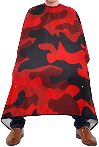 Blueangle Bright Red Camouflage Barber Cape for Men Hair Cutting - Waterproof Salon Hairdressing Cape, 65" x 55" - Image 2