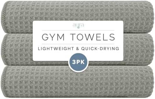 S&T INC. Microfiber Gym Towels, 3 Pack, 16" x 27", Honeycomb Grey by STINC