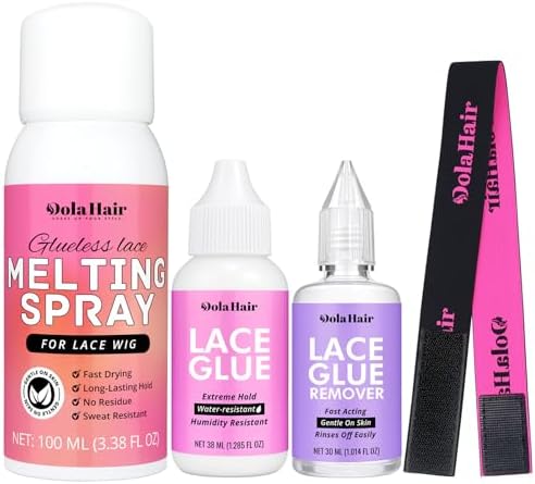 Dolahair Wig Glue Spray for Front Lace Wig Lace Melting Spray for Wigs Melting Spray Lace Bond Spray Lace Glue Kit Wig Install Kit (Melting Spray Kit-100ml) by Dolahair