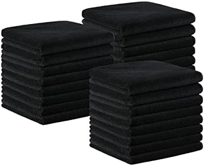 Arkwright Bleach Resistant Salon Towels Bulk – Microfiber Hair Towels, Soft, Absorbent, Quick Dry, Lint Free Spa & Barber Towels for Stylist, Nail Salon & Esthetician, 16 x 27, Black (Case of 144) by Arkwright