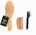 100% Boar Bristle Hair Brush for Fine Hair, Soft Boar Bristle Oval Cushion Brush for Girls & Women with North American Oak Wood Handle, Wide Tooth Comb & 2-in-1 Cleaning Tool for Daily Shine by popcode