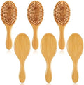 6 Pcs Bamboo Hair Brush Bulk Natural Wooden Paddle Brush Round-tipped Bamboo Bristles Detangling Brushes, Lightweight Massage Anti Static for Women Men and Children for Hair Growth (Oval) by Unknown