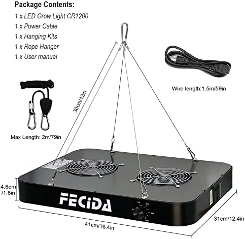 FECiDA Dimmable LED Grow Tent Light for 2x4 3x3 ft Coverage - Image 7