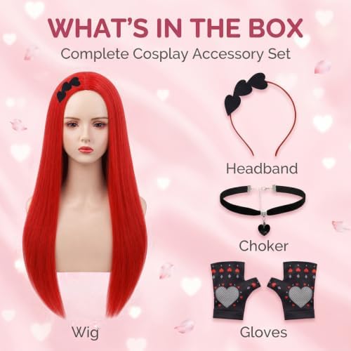 Mildiso 5pcs Kids Red Princess Cosplay Wig for Girls Halloween Costume M148 - Image 4