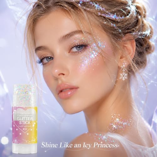 Go Ho Iridescent White Hair Glitter Stick,Sparkly Face Body Glitter Makeup - Image 5