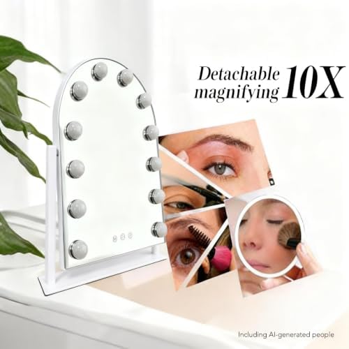 Arched Makeup Vanity Mirror with Lights,10X,White 18.5"x 14.17" - Image 3