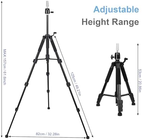 62" Adjustable Wig Stand Tripod, Mannequin Head Stand for Styling - Image 2