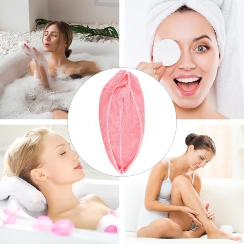 ibasenice Plush Salon Dry Hair Hat Wrap with Button for Wet Hair - Image 6