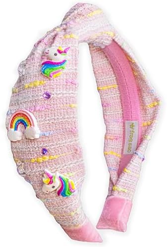 FROG SAC Knot Headband for Girls, Knotted Headbands for Toddler Kids, Rainbow Beaded Unicorn Hair Accessories, Halloween Christmas Stocking Easter Basket Stuffers (Light Pink) by FROGSAC