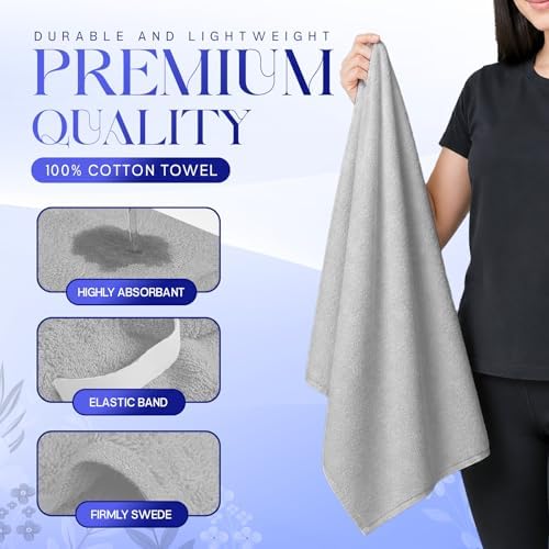 Lili&James Cotton Hair Towel Wrap for Women/Kids | Quick Dry, Soft & Absorbent Hair Wrap Towels with Double Button (Pack of 1, Grey Large) - Image 3