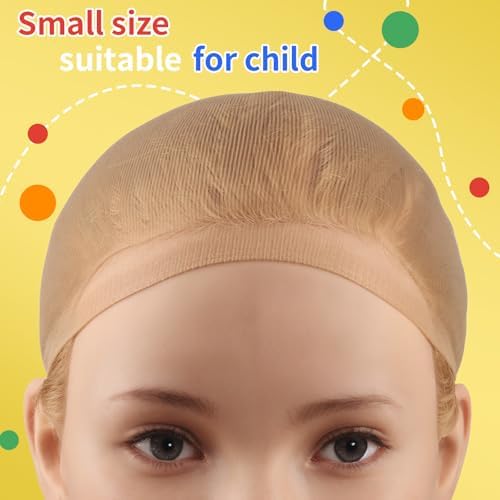FANDAMEI Wig Cap, 4PCS HD Wig Cap for Kids, HD Caps for Wigs Light Brown, Nylon Wig Caps for Kids, Stocking Caps for Wigs, Transparent Invisible Wig Cap for Halloween. Small Wig Cap for Kids, Baby. - Image 3